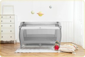 Ricokids Cestovná postieľka + matrac + taška 125x65x78cm RK-242 sivá