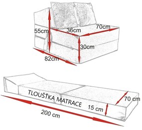 Rozkladacie molitanové kreslo (matrace) AVA - grafitové