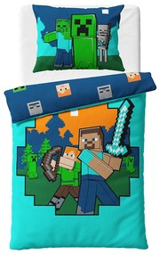Detské obliečky Minecraft Alex a Steve, 140 x 200 cm, 70 x 90 cm