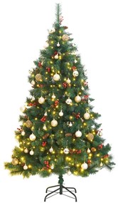 Umelý výklopný vianočný stromček 300 LED a sada gúľ 240 cm 3210238