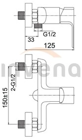 Invena Nyks, nástenná sprchová batéria, chróm lesklý, INV-BN-28-001-S