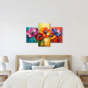 Obraz - Päť pestrofarebných kvetov (90x60 cm)