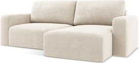 Krémovobiela ženilková rozkladacia/s úložným priestorom rohová pohovka (pravý roh/s leňoškou) Kona – Makamii