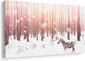 Obraz - Zebra v zasneženom lese (90x60 cm)