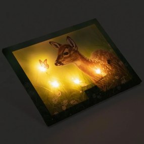 Nexos 86711 Nástenná maľba srnka na lúke, 4 LED, 30 x 40 cm