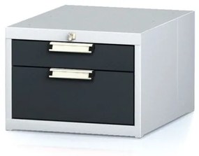 Alfa 3 Závesný dielenský box na náradie k pracovným stolom MECHANIC, 2 zásuvky, 480 x 600 x 351 mm, antracitové dvere