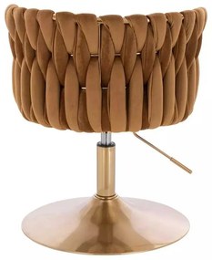 LuxuryForm DESIGN Stolička LYON VELUR na zlatom tanieri - medová