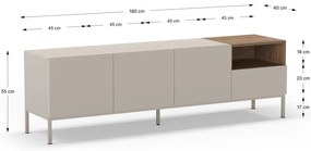 Krémový TV stolík 180x55 cm Cailin – Marckeric