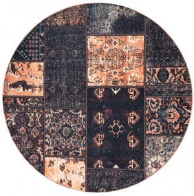 Koberec ANTIKA Ancient Chocolate patchwork čierny / terakota