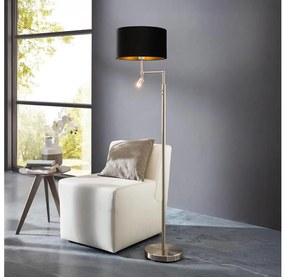 Eglo - LED Stojacia lampa TUNJA 1xE27/60W/230V + LED/2,1W pr. 38 cm chróm/čierna 1xEG32514+1xEG32486