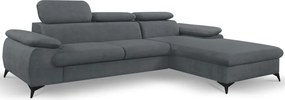 Rohová sedacia súprava Scala, ocelovo šedá látka, pravý roh