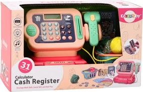 LEAN Toys Učíme sa počítať Pokladňa ovládaná mincami Svetlá Košík Zvuky Ružová