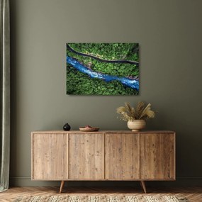Sklenený obraz - Rieka medzi horami, Kaukaz, Rusko (70x50 cm)