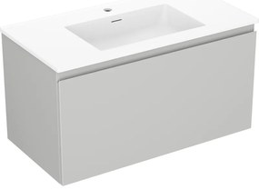 Mexen Orio, kúpeľňová skrinka 90 cm s umývadlom Otis, 1 zásuvka, šedá matná/biela matná, 91A10-09047-1-BF62-W18M01