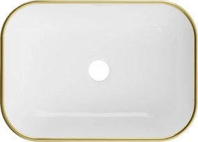 Mexen RITA umývadlo, 45x32 cm, biela/zlatý okraj, 21084505