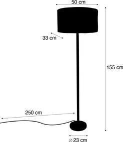 Drevená stojaca lampa s oválnym ľanovým tienidlom biela 50cm - Mels