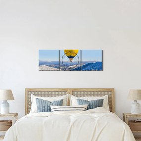 Obraz - Let nad zimnou krajinou (s hodinami) (90x30 cm)