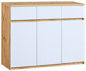 Komoda typ AR6 Alishia (biela + dub wotan). Akcia -20%. Vlastná spoľahlivá doprava až k Vám domov. 1040729