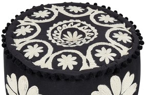 Bavlnený taburet 50 x 30 cm čierna a biela PATRI Beliani