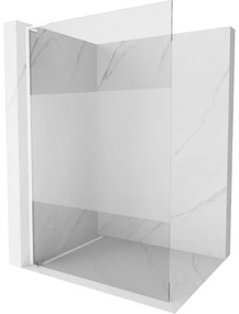 Mexen Kioto L, sprchová zástena Walk-In 80 x 200 cm, 8mm číre sklo-námraza, biely profil, 800-080-103-20-35