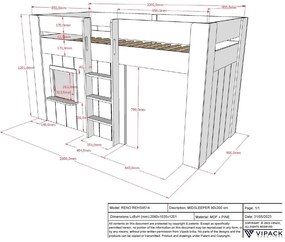 Biela vyvýšená detská posteľ z borovicového dreva 90x200 cm RENO – Vipack