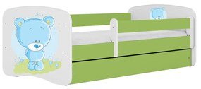 Kocot kids Detská posteľ Babydreams medvedík zelená, varianta 80x160, bez šuplíků, s matrací