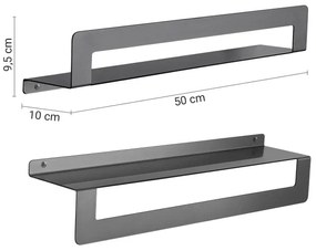 Gedy - Polička s vešiakom na uteráky CLEO 50 cm metalická sivá