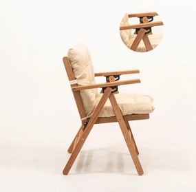 Skladacie záhradné kreslo s vankúšom, béžové/habr