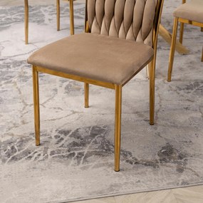 Designová jídelní židle Dan samet béžová/zlatá