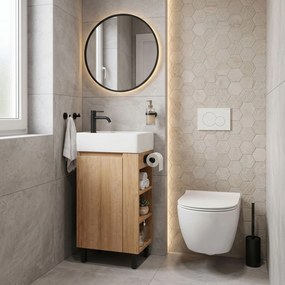 Rea Astra, umývadlová skrinka 430x260x825 mm s keramickým umývadlom, hnedá/biela, REA-M0404