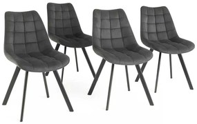 LuxuryForm DESIGN Stolička ORLEN VELUR - tmavo šedá - SET 4 ks