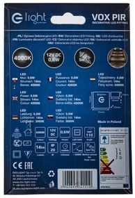 Schodiskové LED svietidlo Vox, 1x LED 0,6w, 4000k, s, pohybový senzor