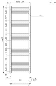 Erga Basic, vykurovacie teleso 1600x500 mm, 643 W, biela, ERG-LAV-BASIC-16050-WH