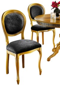 (3990) Talianska zámocká stolička zlatá/čierna - set 2 ks