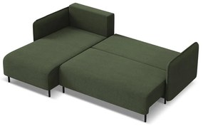 Zelená rozkladacia/s úložným priestorom rohová pohovka (ľavý roh) Luana – Makamii