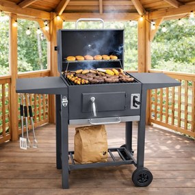 Záhradný gril s liatinovým roštom a príslušenstvom
