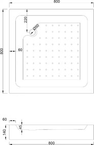 Mexen Rio, štvorcový sprchový kút 80 x 80 cm, 6mm číre sklo, chrómový profil + biela sprchová vanička RIO, 860-080-080-01-00-4510