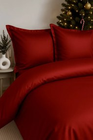 Saténové posteľné obliečky – Vianočná Červená Elegancia, 100% bavlna, zips Veľkosť: 140x200/70x90 cm