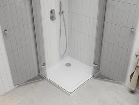 Mexen Roma Duo, sprchovací kút s 2-krídlovými dverami 100 (dvere) x 100 (dvere) cm, 6mm číre sklo, chrómový profil + slim sprchová vanička 5cm biela, 854-100-100-01-02-4010