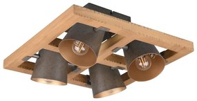 Stropné svietidlo s kovovým tienidlom v tmavo sivo-prírodnej farbe 39x39 cm Bell – Trio