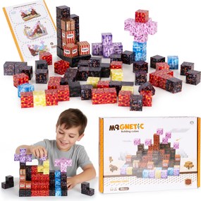 MULTISTORE Magnetické kocky 86 dielov – magnetická stavebnica pre deti 3+ so šablónami