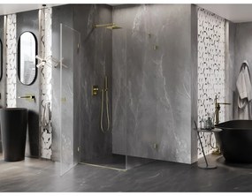 Mexen Lunar-B L sklápací sprchový kút ľavý 80 x 80 cm, číre sklo, zlatá matná, 832L-080-080-55-00-L