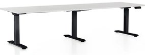 Výškovo nastaviteľný stôl OfficeTech Long, 260 x 80 cm, čierna podnož, biela