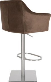 Barová stolička Damaso E - zamat, nerez rám - Hnedá
