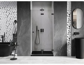 Mexen, Mexen Lunar-F pravé skladacie sprchové dvere 100 cm, priehľadné, čierne - 836-100-000-70-00-P