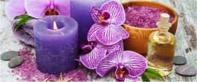 Obraz orchideí a sviečok (120x50 cm)