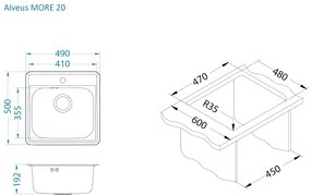 ALVEUS CZ MORE 20 SAT 490x500x192 mm