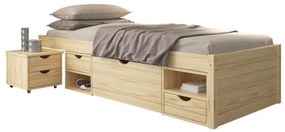 Inter Link Funkčná posteľ s 2 integrovanými nočnými stolíkmi (Claas – prírodná, 90 x 200 cm)  (100180021)