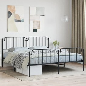 Kovový rám postele so zadným a predným čelom čierny 180x200 cm 373909