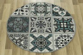 Protišmykový koberec Patchwork tyrkysový